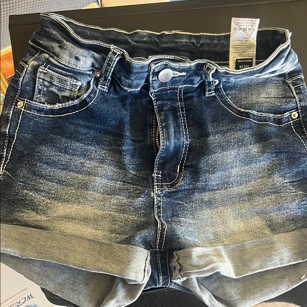 Rewash Blue Gradient Jean Shorts with Cuffed Hem